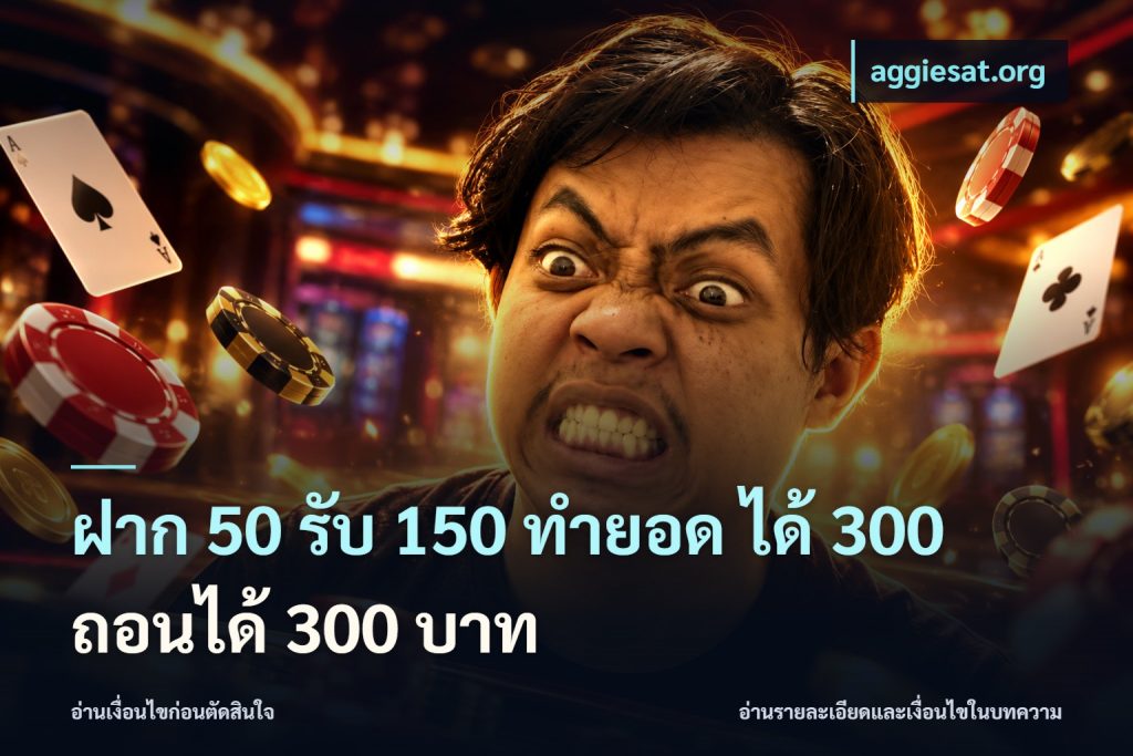 ฝาก 50 รับ 150 ทํายอด ได้ 300 ถอนได้ 300 บาท