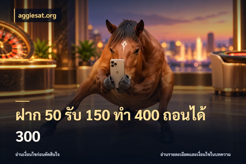 ฝาก 50 รับ 150 ทํา 400 ถอนได้ 300 เครดิตกับรูปแบบโปรที่ตรงใจ สไตล์ aggiesat.org