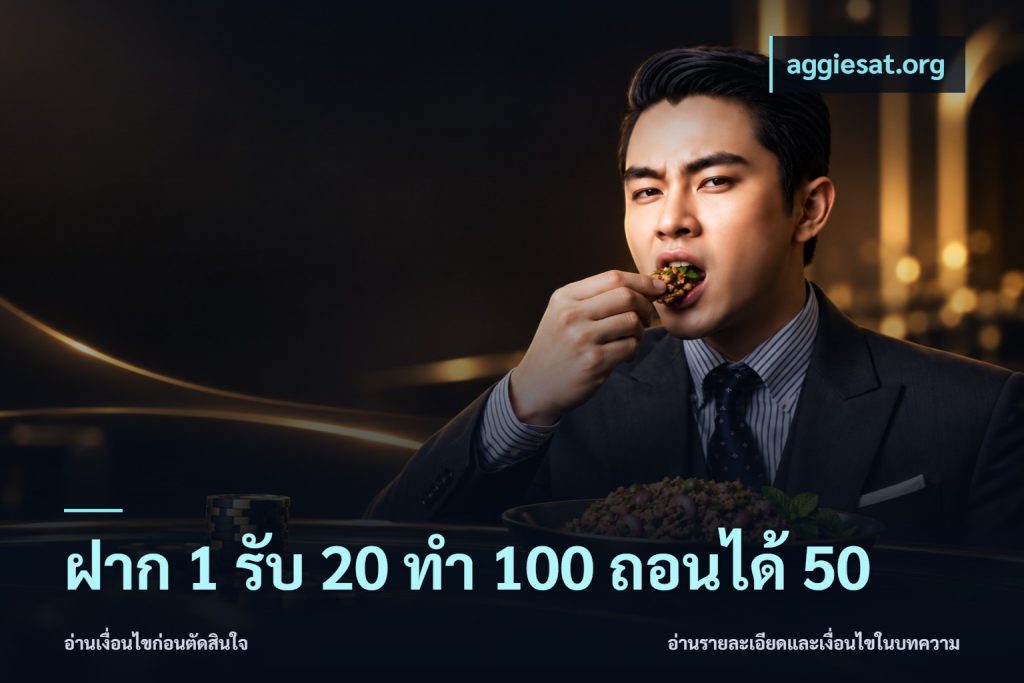 ฝาก 1 รับ 20 ทำ 100 ถอนได้ 50