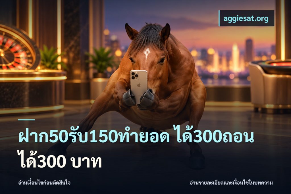 ฝาก50รับ150ทำยอด ได้300ถอนได้300 บาท